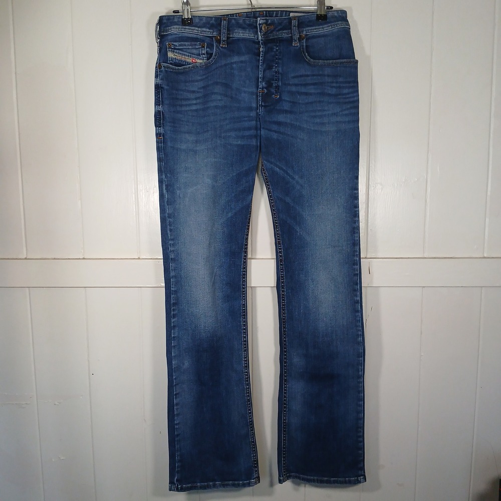 Diesel Zatiny Bootcut Jeans Mens Sz 28 (30" waist) Blue Wash Stretch Denim 0839H